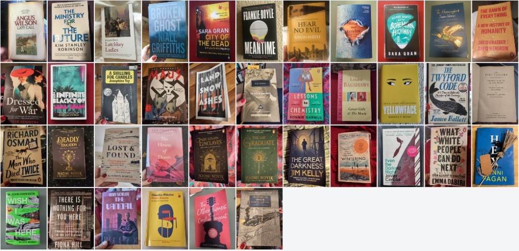A montage of covers of 39 books, discussed in the blog posts.